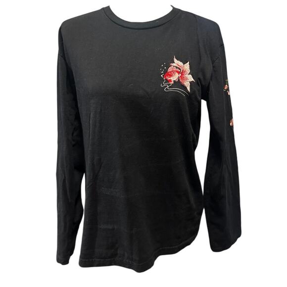 Attitude Tops - Attitude Studio Embroidered Goldfish Long Sleeve Tee – Size L